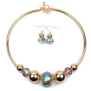Choker Style Beaded Necklace and Earrings